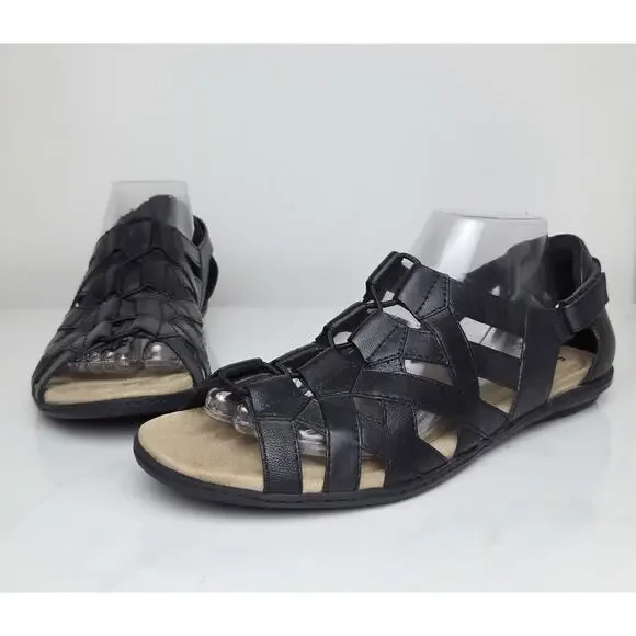 Earth Origins Belle Bridget Shoes Leather Sandals Size 10M Black - Picture 3 of 10
